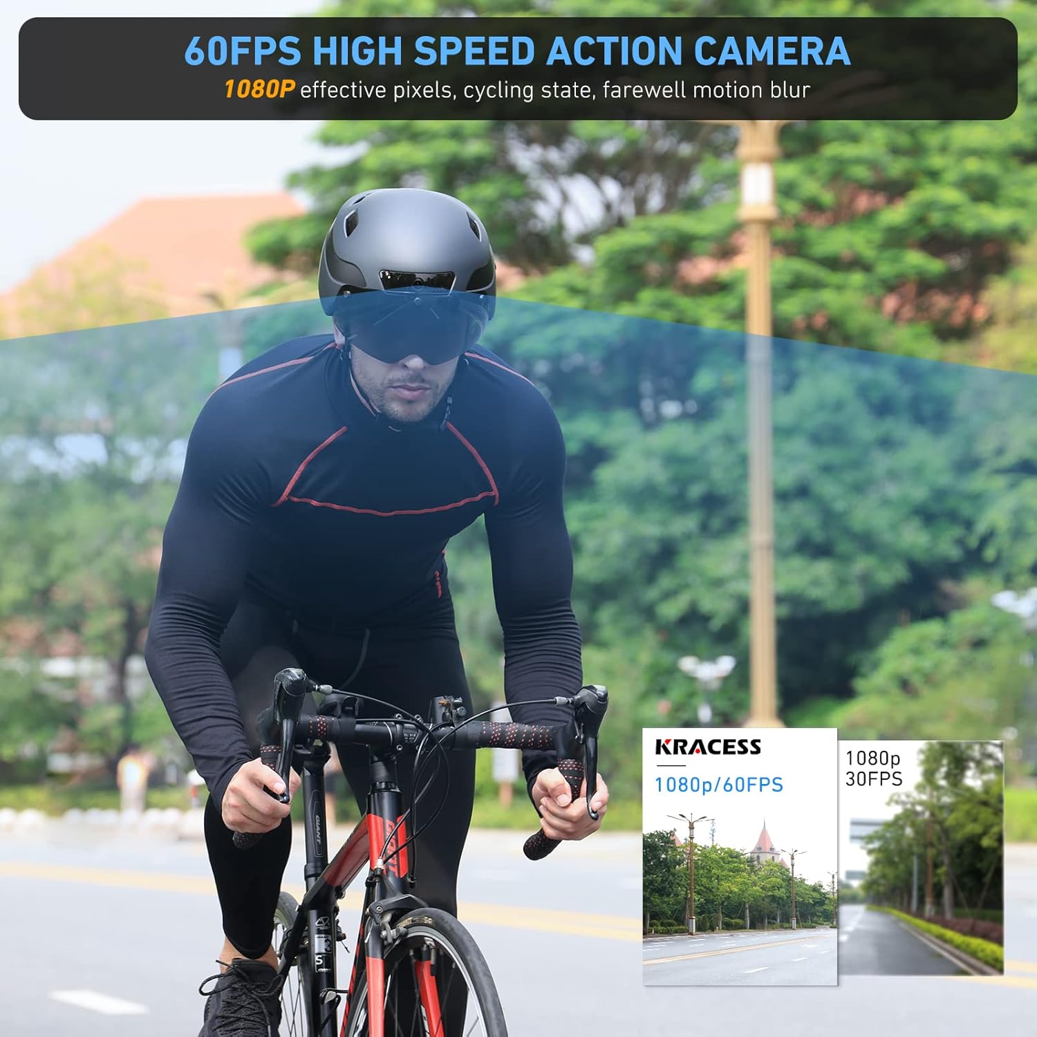 Ben's Bikes Smart Bluetooth Helmet with 1080P Camera – Medium or Large